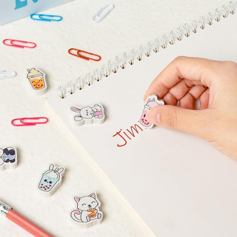 BZaber Bubble Tea Mini Eraser for Kids Bulk Christmas Winter Gifts 60Pcs Cute Kawaii Panda Rabbit Cat Boba Cup Pencils Erasers 3D Desk Puzzle Supplies for Student Classroom Prizes Birthday Party Favor - Image 4